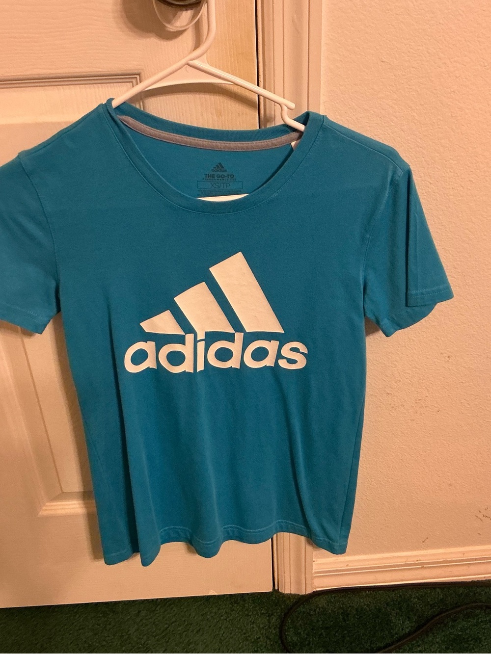 adidas Aqua Blue Short-Sleeve Logo Tee